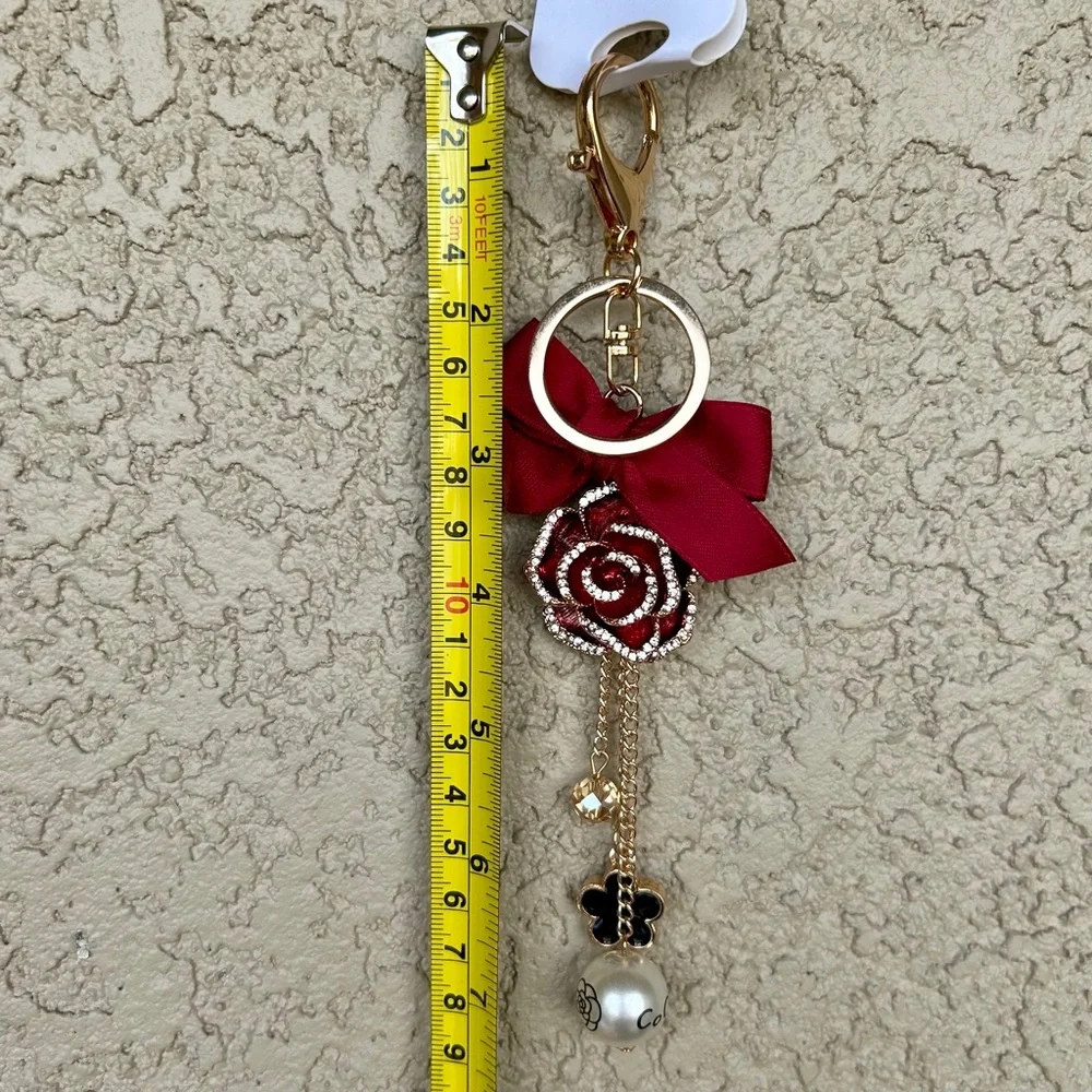 Luxe Burgundy Floral Keychain/Bag Charm